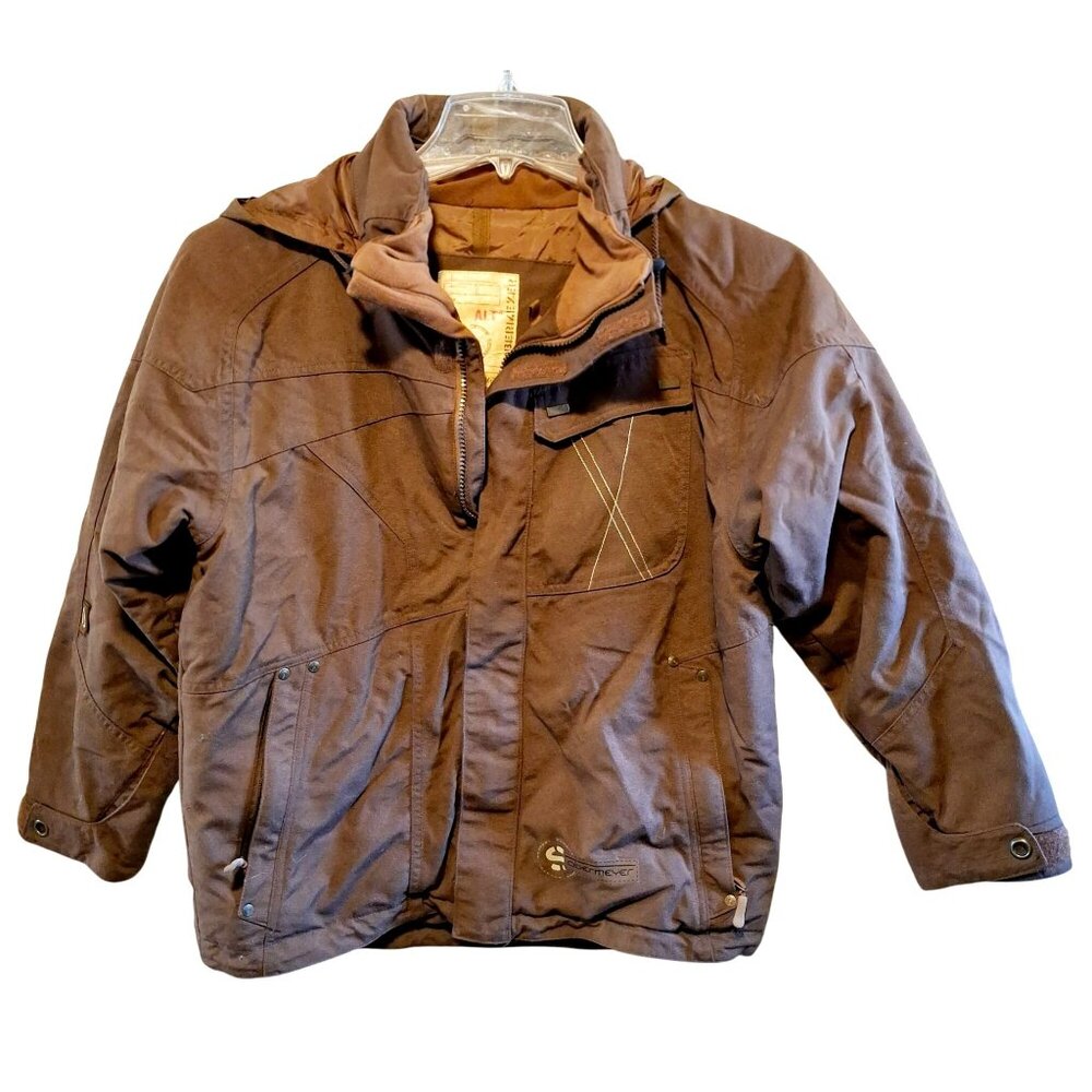 Obermeyer Brown Juniors Insulated Winter Ski Jacket With Hood Size 14 100% Nylon